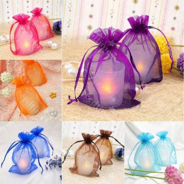 

25pcs /lot mesh sheer organzar wedding party favor gifts candy storage bags jewelry pouches drawstring bag container