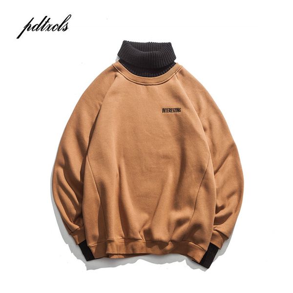 

new western style turtleneck simple letter embroidery pullovers men sweaters winter high street male casual fashionable sweater, White;black