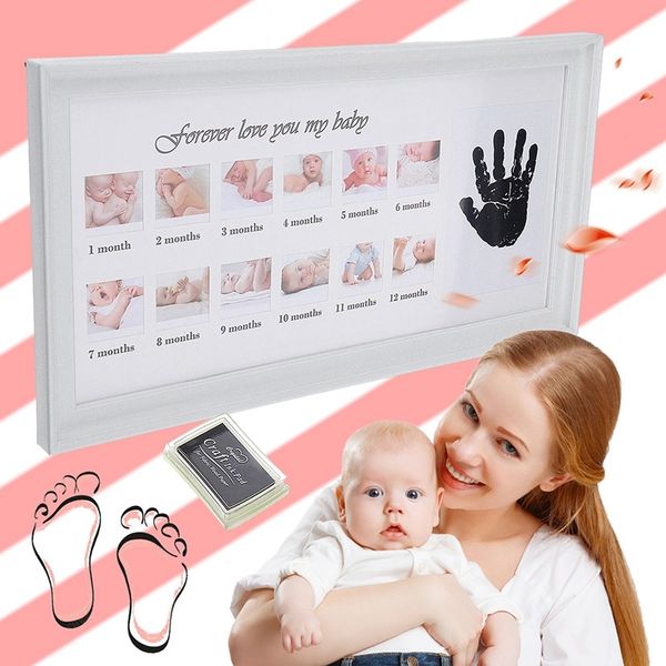 

cute baby photo frame diy handprint 12 месяцев фоторамка baby boy девушка один год anniversary photo frame pink frames