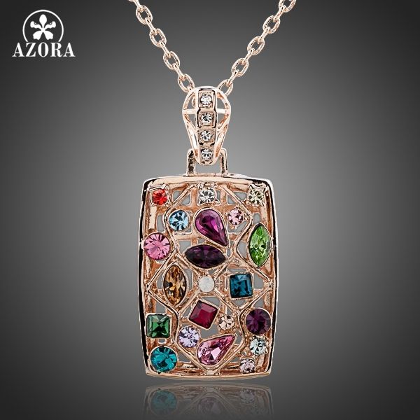 

azora gorgeous rose gold color multicolour stellux austrian crystal jewelry pendant necklace tn0083, Silver