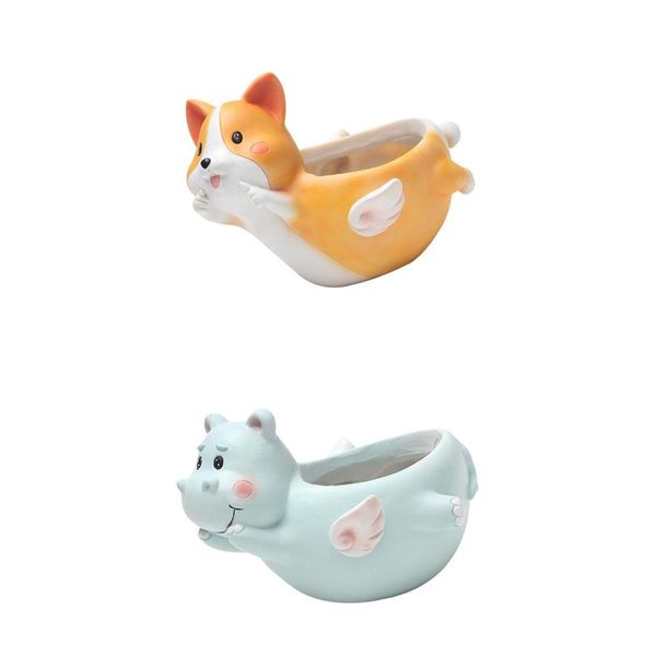 

2x dogs succulent planter plants pot garden indoor deskdecoration gifts
