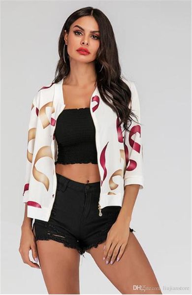 

fashion digital printed women jackets spring designer stand collar coat with zipper casual holiday style ladies coats, Black;brown