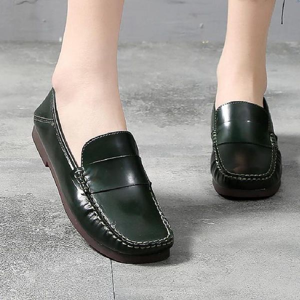 

johnature genuine leather flats women shoes 2020 new spring shallow round toe casual slip-on concise handmade ladies shoes, Black
