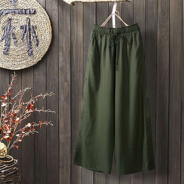 

2020 zanzea fashion wide leg pants women's spring trousers casual high waist long pantalon female solid split turnip oversized, Black;white