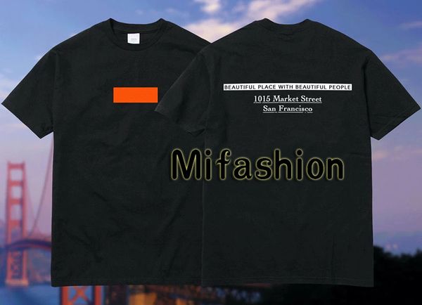 

19fw hip hop usa summer san francisco orange box logo tee skateboard mens designer t shirt women street luxury casual tshirt, White;black