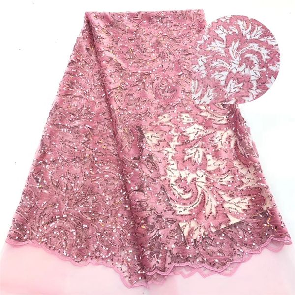 

embroidered velvet french lace fabric african tulle lace fabric nigerian wedding party materials, Pink;blue