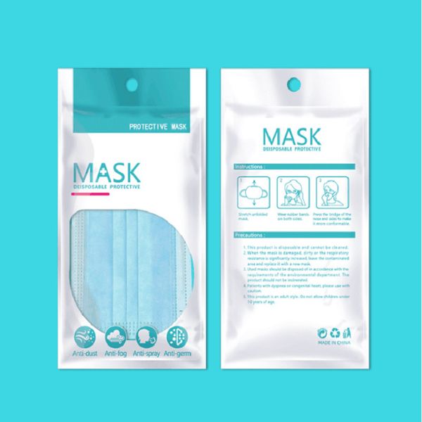 

В Маски Stock! Одноразовые лица с Elastic Ear Loop 3 слойный дышащие и удобные для блокировки 10шт пыли Защита от загрязнения воздуха / Упаковка