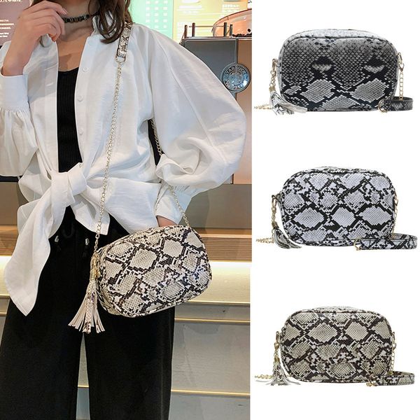 

fashion lady snake pattern tassels versatile shoulder bag mini section wild messenger bag taschen women#35