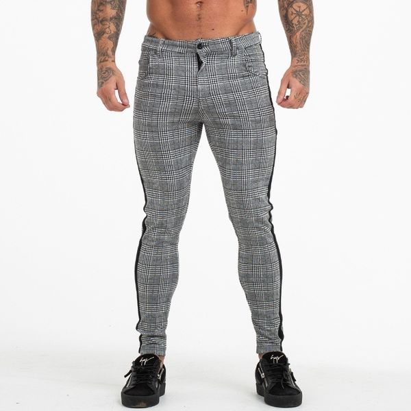 

men's pants casual joggers pant men fitness tight male bottom tracksuit streewear plaid sweatpants workout skinny trousers track, Black