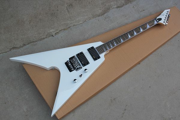 Chitarra elettrica classica ARROW Double Rock, corpo bianco e pickup EMG, sandwich al manico, hardware cromato e inserto speciale per tasti, può essere personalizzato