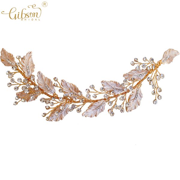 

свадебный кусок оголовье tiara волос розовый цветок листьев bridal волос vine булавки ювелирные изделия аксессуары для женщин, Golden;white