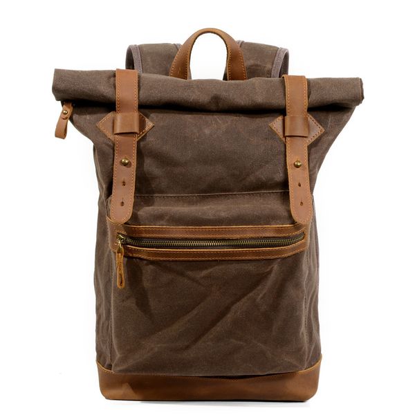 

dropship luxury canvas leather backpacks for teenagers waterproof traveling daypacks vintage students rucksacks retro back pack