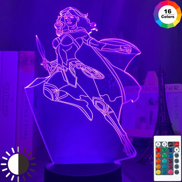 

3d illusion lamp marvel wonder woman atmosphere for kids bedroom decorative light touch sensor 3d led night light superhero