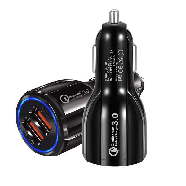

quick charge 3.0 car charger cigarette lighter socket adapter qc 3.0 dual usb port fast charge car accessories for phone dvr mp3