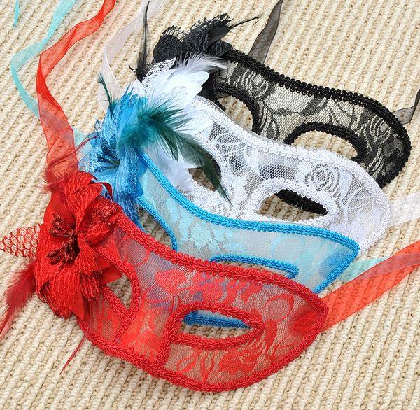 Halloween Natal Renda Princesa Máscara Transparente Flor Lateral Horror Maquiagem Masquerade Festa Máscara Retrô Máscara de Renda 2019 novo presente quente