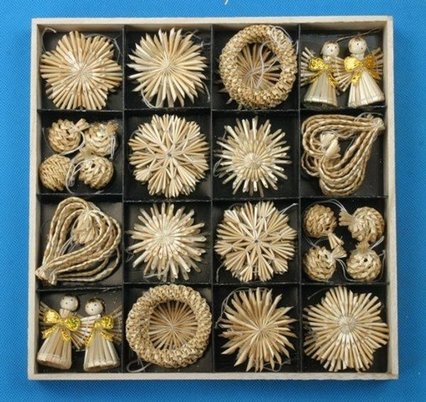

christmas tree ornaments 56pcs set wheat straw woven festival decoration