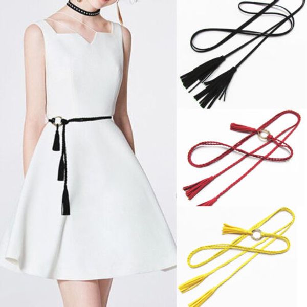 

women lady skinny vintage buckle waist belt elastic stretch cinch waistband new, Black;brown