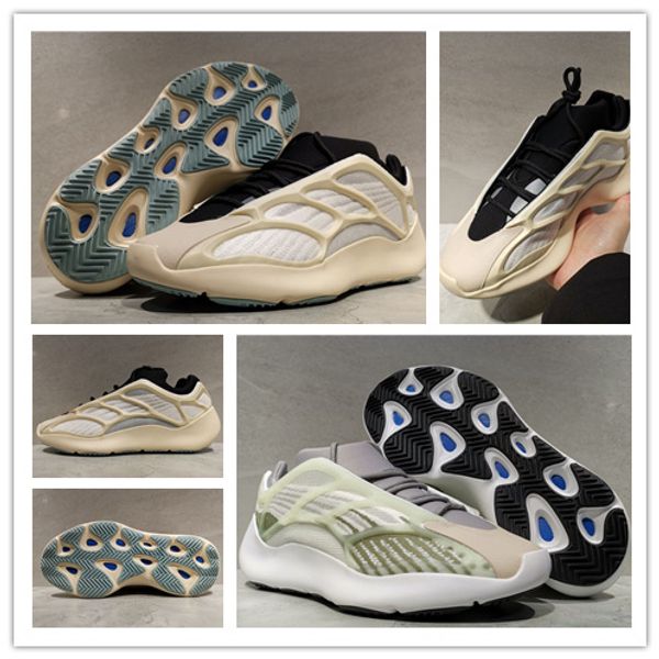 

700 мужчин женщин кроссовки v3 бегун azael белый скелет светится в темноте канье мужской trainer спортивной моды кроссовки spring