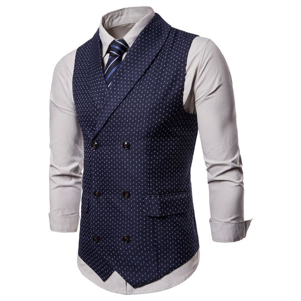 

xiu luo brand mens formal blazer vests casual double breasted v-neck fashion 4xl male england style printed casual blazer vests, Black;white