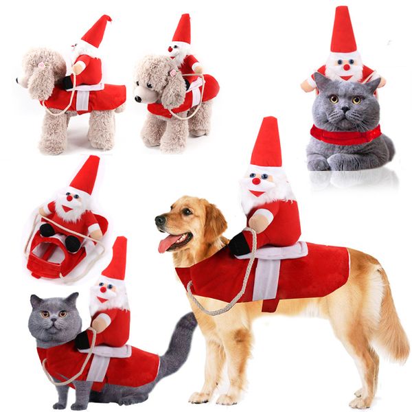 

dog costume pet cat clothes christmas funny santa claus riding equipment dress role play apparel kitty kitten cosplay