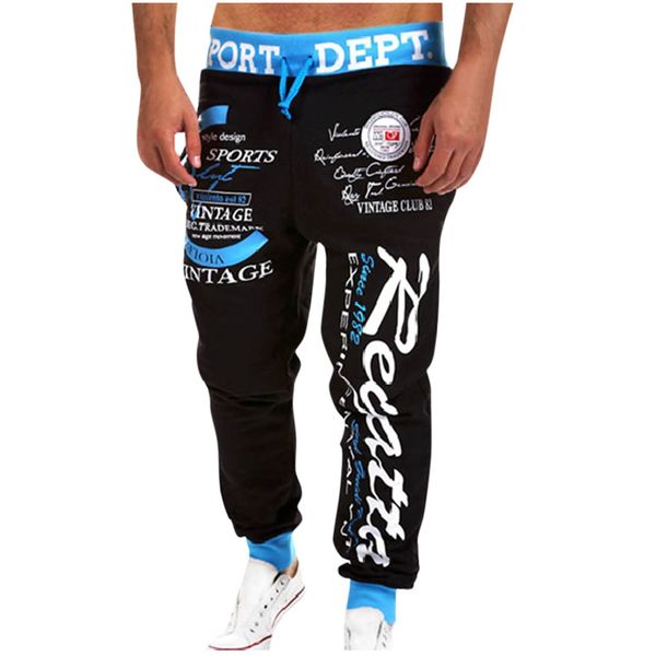 

streetwear trousers men pants autumn loose letter print pockets thin streetwear cool boy fashion harajuku hip hop patalon homme, Black