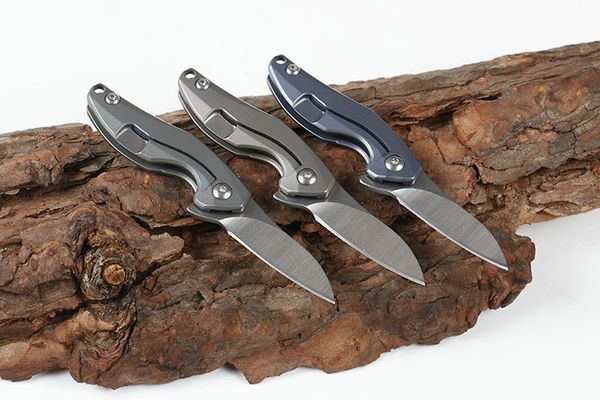 Promoção 3 Handles Cores Mini Pequeno Flipper Faca Dobrável D2 Lâmina de Cetim TC4 Titanium Liga Liga EDC Bolso Colar Chair Facas