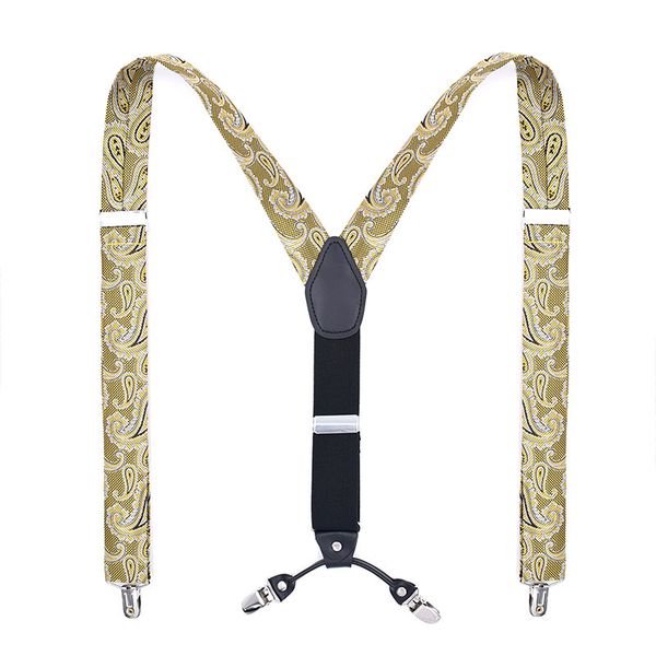 

suspenders men's elastic braces leather mens trouser suspensorio tirantes hombre bretelles 3.5*125 jacquard 4 clips man braces, Black;white