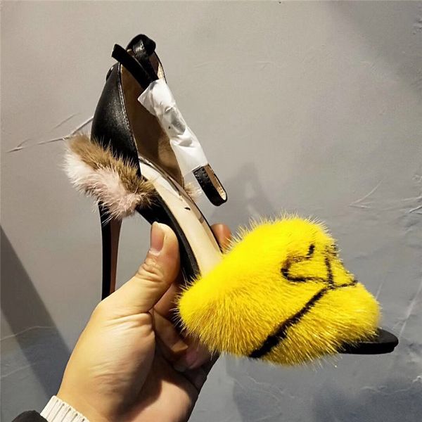 

luxury designer classic sandals lady summer 2019 designer's luxury dsigner brand sandals plus size 42 high-heeled women's shoes, Black