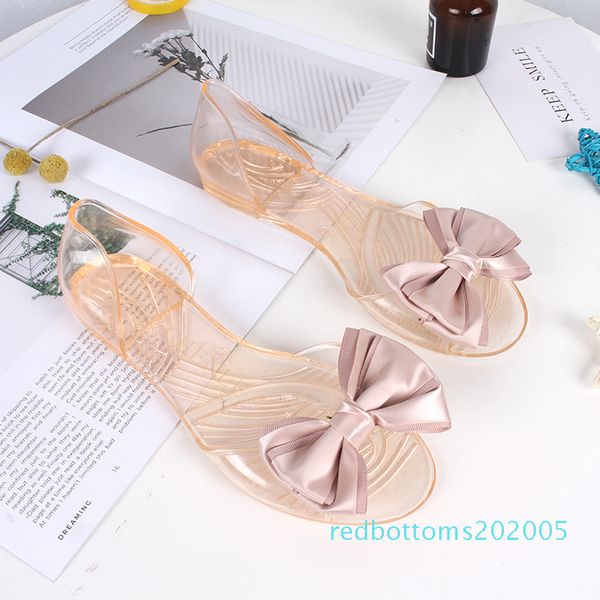 

fashion bow womens sandals girls flats jelly plastic shoes female open toe slippers casual beach slides comfortable soft pvc r05, Black