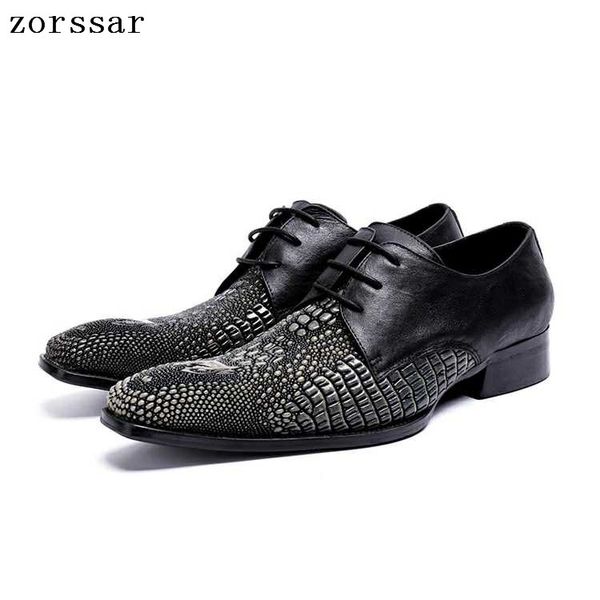 

zorssar} fashion men formal shoes genuine leather square toe oxford shoes for men dress wedding party big size 47, Black