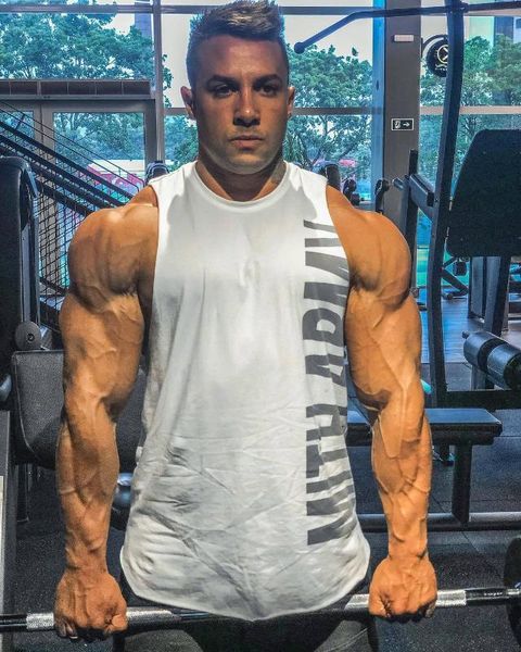 

sportswear muscle brother fitness vest men's loose-fit sports waistcoat sleeveless t-shirt i-shaped bar muscular men training cl, Black;blue