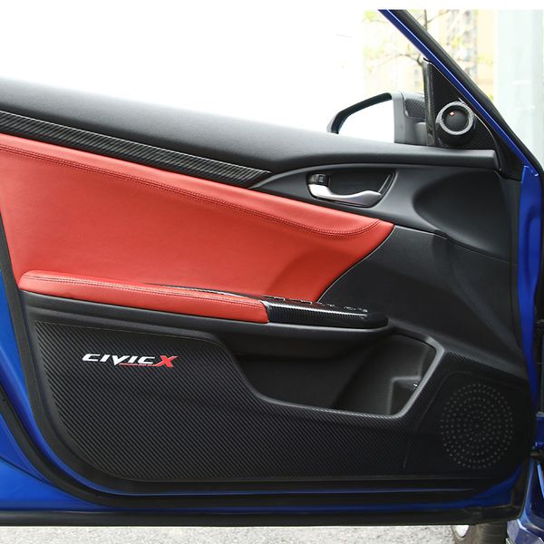 

leather car styling side edge protection pad anti-kick door mats cover for 10th civic 2018 2019