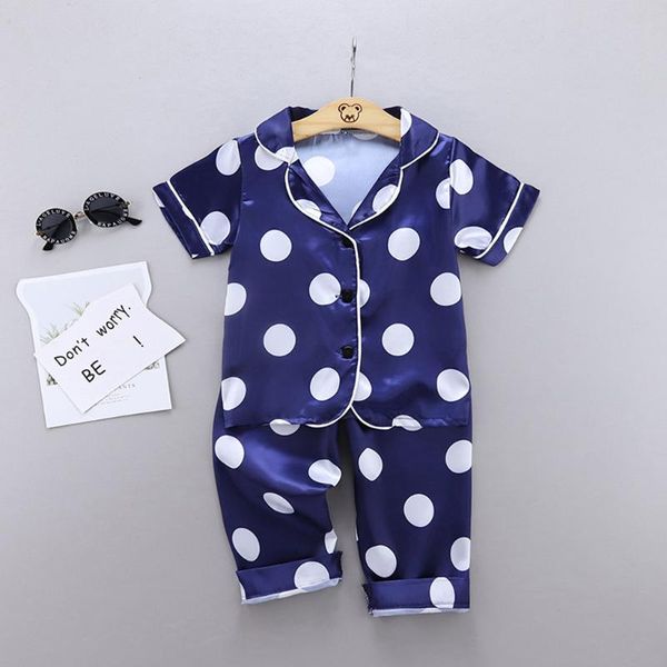 

cartoon pajamas for baby boys girls short sleeve dot print +pants pajamas 2 pcs sets casual kids sleepwear outfits clothing, White