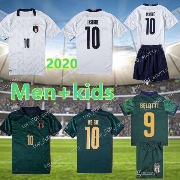 

men + kids 2020 italy soccer jersey insigne renaissance football shirt chiellini bonucci bernardeschi belotti sensi barella third green, Black