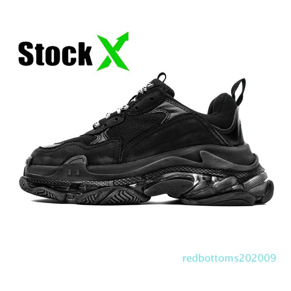 

2020 fashion luxury triple s mens womens casual shoes crystal red bottoms paris 17fw vintage dad designer clear sole platform sneakers r09, Black