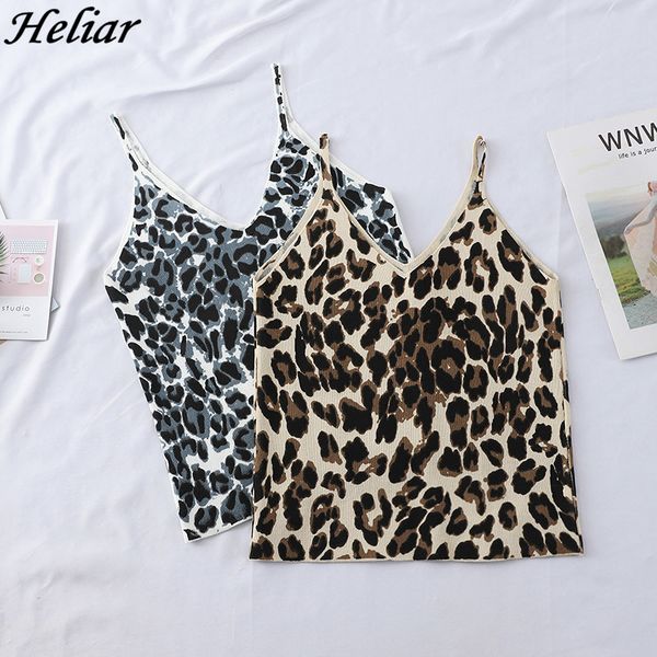 

heliar ladies leopard print tanks casual slim sleeveless crop vest night club tanks cloths party vest v n, White