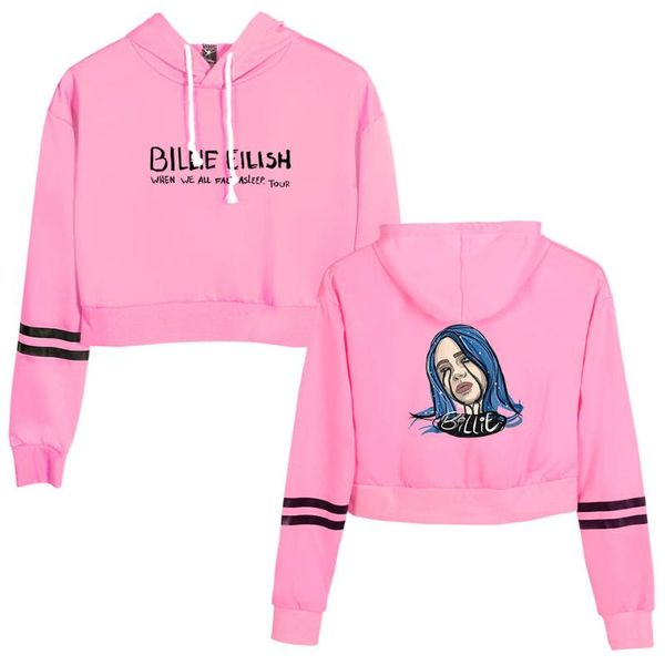 

billie eilish crop hoodies women harajuku sweatshirt pullover clothes for girls streetwear long sleeve sudadera mujer, Black