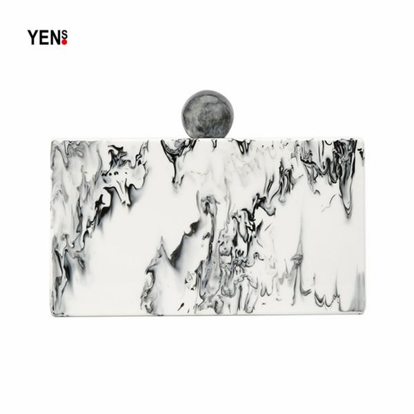 

fashion wallet women acrylic clutch marble white evening bag small vintage solid crossbody bags party wedding bag casual handbag