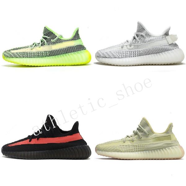 

2020 cloud white kanye west 3m reflective running shoes static black glow clay zebra mens sneakers womens trainers sports size 36-45