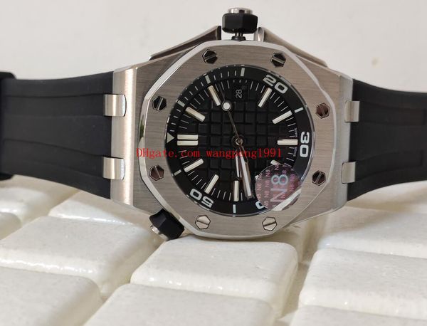 

высокое качество дайвер часы 42 мм n8 завод черный циферблат 15703 15710st механические прозрачные резиновые ремешки мужские автоматические, Slivery;brown