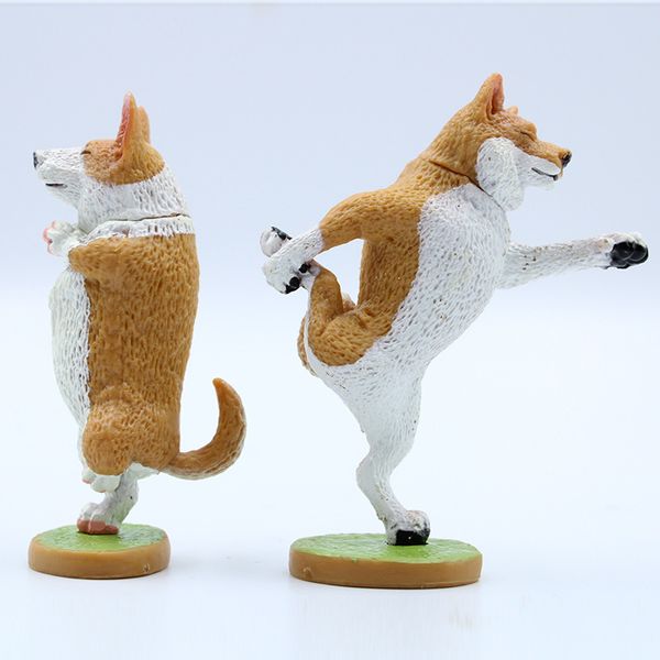 

6pcs kinds cute standing yoga dog man doing yoga car cake decoration lovely various dog creative gag animal dog figure toys gift t200304