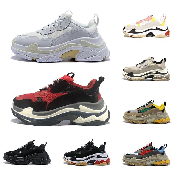 

модельер paris 17fw тройной женщин людей кроссовок черный красный белый зеленый повседневного папа обувь теннис повышение спортивного размер, Black