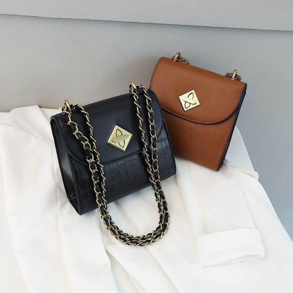 

2020 new women's shoulder bag wild stone pattern small square bag fashion chain lock ladies shoulder messenger women