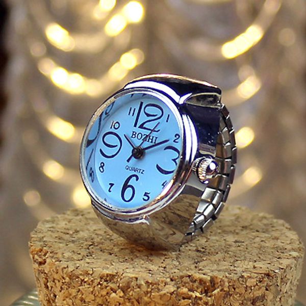 

creative elastic women men quartz finger ring watches 2018 dial quartz analog watch creative steel cool elastic quartz finger ring watch, Slivery;black