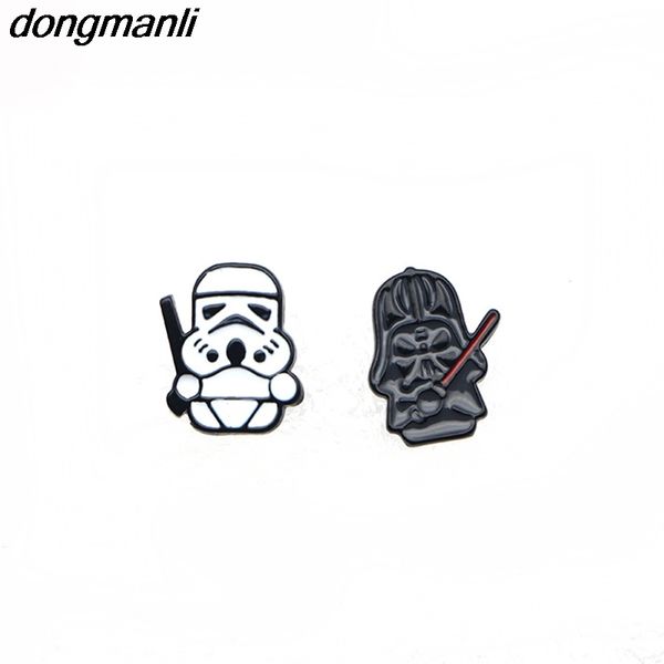 

ws1034 dongmanli new 1 pair women earrings cartoon cool dark warrior and storm troops stud earings kids for gifts, Golden;silver