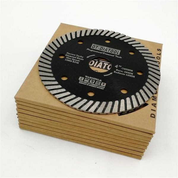 

dt-diatool 10pcs dry or wet professional narrow turbo diamond saw blade cutting disc for stone granite masonry block concrete