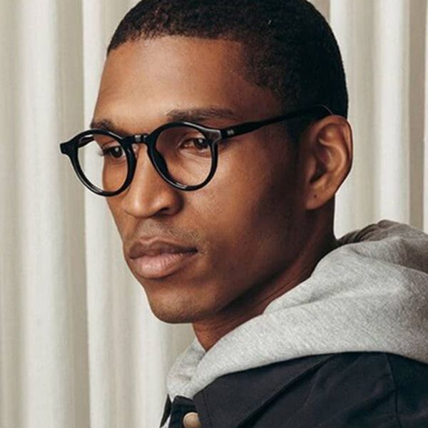 

anti blue light transparent glasses frame women men clear mirror round computer eyewear vintage retro optical spectacle frame, Black