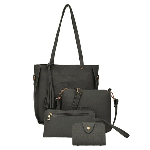 

4pcs/set casual ladies shoulder bag pu leather women bags solid color retro handbag high capacity dropship #lr3