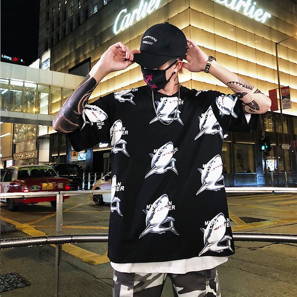 

mens t shirt hip hop overszie men tshirt streetwear summer cotton tees hiphop fashion t-shirt black white, White;black
