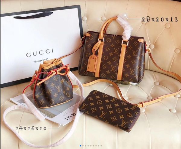 

2020 new high-quality classic ladies handbag women's leather three-piece wallet ladies shoulder bag bucket bag